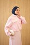 Women's Hidden Pocket Detail Elastic Waist Jacketed Zero Sleeve Dress Pink - 3