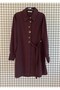 Trendy Viscose Fabric Bird Eye and Belt Detailed Hidden Buttoned Loose Fit Tunic - 2