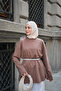Women's Stitching Detailed Basic Sweatshirt Brown - 2