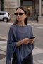 Women's Asymmetrical Transparent Knitwear Cape Poncho Indigo 26S3044 - 4