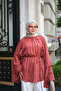 Women's Layered Sleeves, Ruffle Detail on the Front, Tie Waist Tunic, Tile Pattern