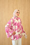 Women's Leaf Patterned Blouse Fuchsia - 2