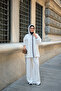 Women's Front Stripe Detailed Zippered Hooded Set White