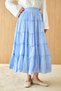 Women's Skirt with Sewing Details and Elastic Waist in Baby Blue - 2