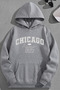 Unisex 3 Thread Cotton Gray Chicago19C Print Loose Fit Sweatshirt Hoodie