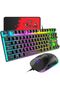 Gaming Keyboard and Mouse Combo,88 Keys Compact Rainbow Backlit Mechanical Feel Keyboard,RGB Backlit