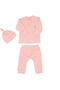 Unisex Pink Ribbed Knotted Beret Little Me Self Gloves 3 Piece Set