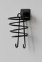 Black Metal Blow Dryer Holder Adhesive Hair Dryer and Towel Hanger Wall Mount