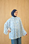 Women's Double Color Patterned Blouse Blue - 4