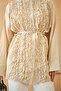 Women's Waist-Tied Ruffled Front Shirt Stone - 5
