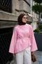 Women's Waist-Tie Skirt Top Blouse Powder - 2