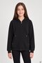 Girl's Black Pocket Heart Detailed 3 Thread Hooded Cardigan 24715