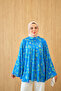 Women's Small Floral Pattern Blouse Blue - 3