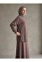 Side Zipper Detail Raglan Sleeve Skirt Suit - Light Brown - 2