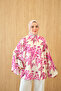 Women's Leaf Patterned Blouse Fuchsia