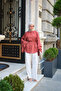 Women's Layered Sleeves, Ruffle Detail on the Front, Tie Waist Tunic, Tile Pattern - 3