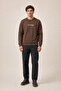 Takes Crew Neck Winter Regular Fit Sweatshirt Brown - 2