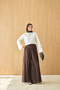 Women's Wide Waist Elastic Lined Wrinkled Loose Trousers Brown - 6