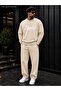 Men's Slowlife Slogan Printed Crew Neck Regular Fit Men's Tracksuit Set / Straight Leg Bottom