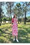 Women's Red Floral Patterned Madonna Collar Midi Dress Yel221222 - 8