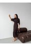Women's Bitter Brown Bat Sleeve Glittery Midi Dress Elt7277 - 2
