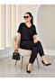 Women's Sparkling V-Neck Sequin Detailed Tunic and Trousers Two-Piece Set - 6