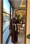 Women's Belted Ribbed Long Knitwear Dress Contrast Ribbed Hijab Dress 135 cm - 2