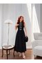 Women's Black Chinese Button Detail Polka Dot Midi Dress Nh26481 - 4