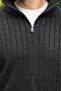 Anthracite Double Zipper Slim Fit Striped Men's Knitwear Cardigan E7522 - 4