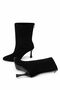Gny Women's Black Suede Pointed Toe Stone Embellished Thin Heeled Back Zipper Boots - 4