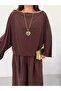 Women's Brown Boat Neck Wide Sleeve Blouse Frv0228 - 2