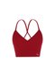 Seamless Strappy Plain Crop Top - Burgundy Em-30 - 2
