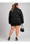 Plus Size Polka Dot Embossed Textured Wide Collar Buttoned Pocket Women's Coat - 8