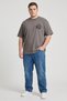 Men Crew Neck Short Sleeve Graphic Print T-Shirt, Gunmetal - 2