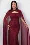 Strapless Neckline Beaded Shawl Detail Dress Etk503 - 2