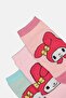 Kids Girl 3 Pair My Melody Graphic Print Socks, Multicolor - 3