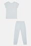 Toddlers Girl 2 Pieces Graphic Print Top And Pants Pyjama Set, Light Blue - 2