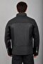 Double Chest Zipper Stand Collar Faux Leather Coat Kmd 819_50516-1 - 7