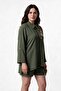50138 Khaki Embroidered Detail Zippered Aerobine Jacket - 5