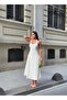 Women's White Buttoned Halter Neck Poplin Maxi Dress Yel221731 - 3