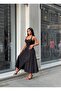 Women's Black Buttoned Halter Neck Poplin Maxi Dress Yel221731 - 4
