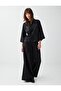 Black Judge Collar Shiny Jacquard Patterned Shirt - 2