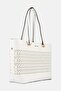 Women Crochet Tote Bag With Small Removable Pouch, White - 5