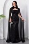 Strapless Neckline Beaded Shawl Detail Dress Etk503 - 4