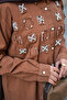 Women's Stone Detail Shirt Set Brown - 5