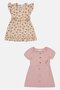 Kids Girl 2Pcs Floral Print Short Sleeve Dress, Multicolor - 2