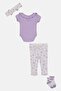 Toddlers Girl 4Pcs Bodysuits And Pants Set, Multicolor - 3