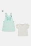 Toddlers Girl 3 Pieces Embroidered Dress And Top With Hair Clip Set, Multicolor - 3