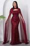 Strapless Neckline Beaded Shawl Detail Dress Etk503 - 7