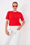 Women's Collared Lace Detailed Short Sleeve Knitted Blouse 265009 - 2
